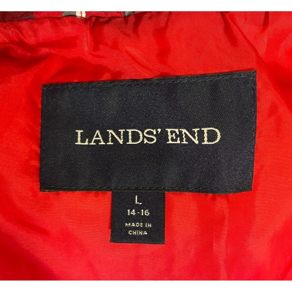 NEW Lands' End Women's Quilted DOWN VEST Red Plaid Full Zip Size Large Insulated - Picture 4 of 6